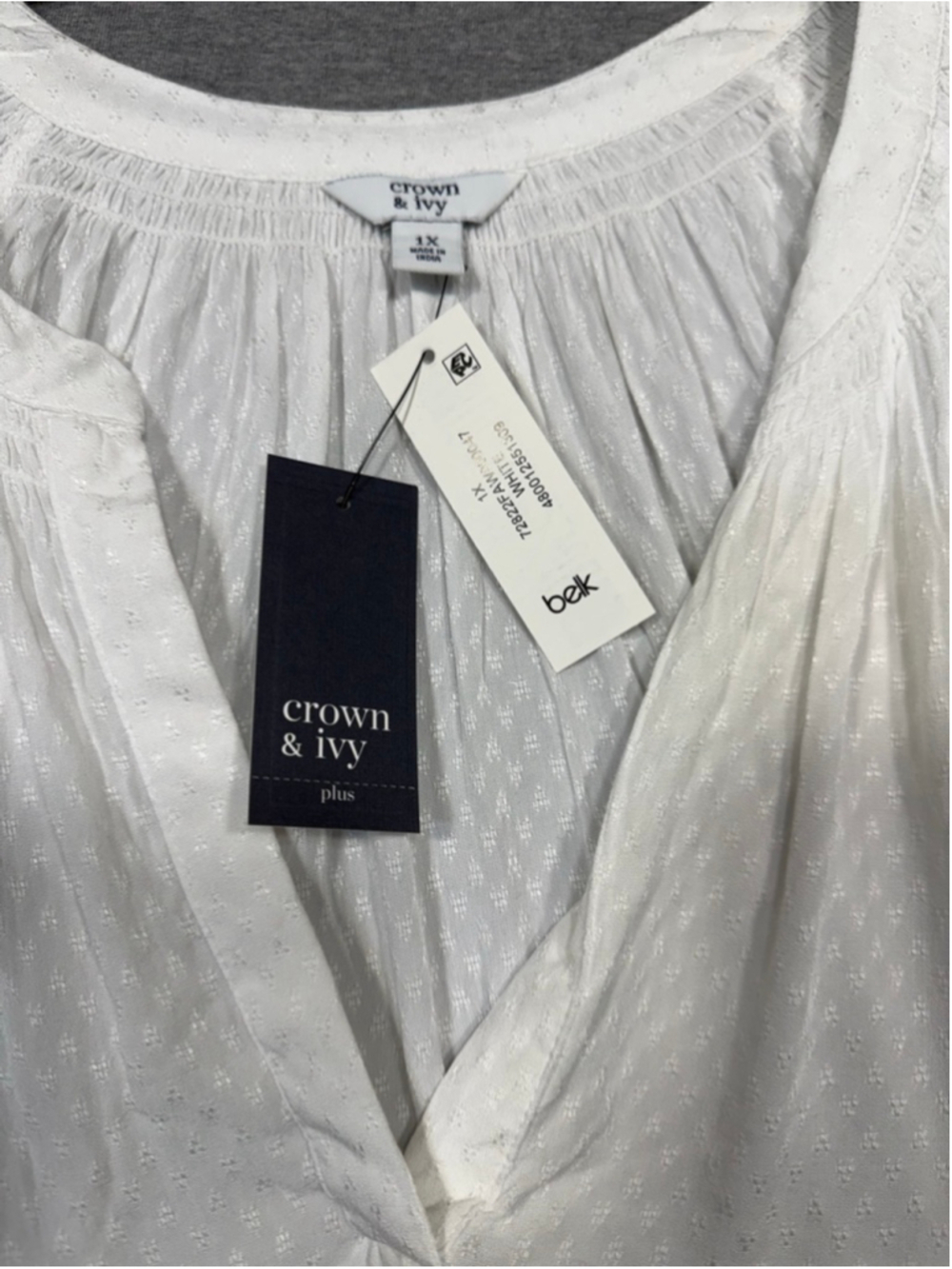 Women's Crown & Ivy White Blouse Plus Size 1X NWT - Picture 3 of 5